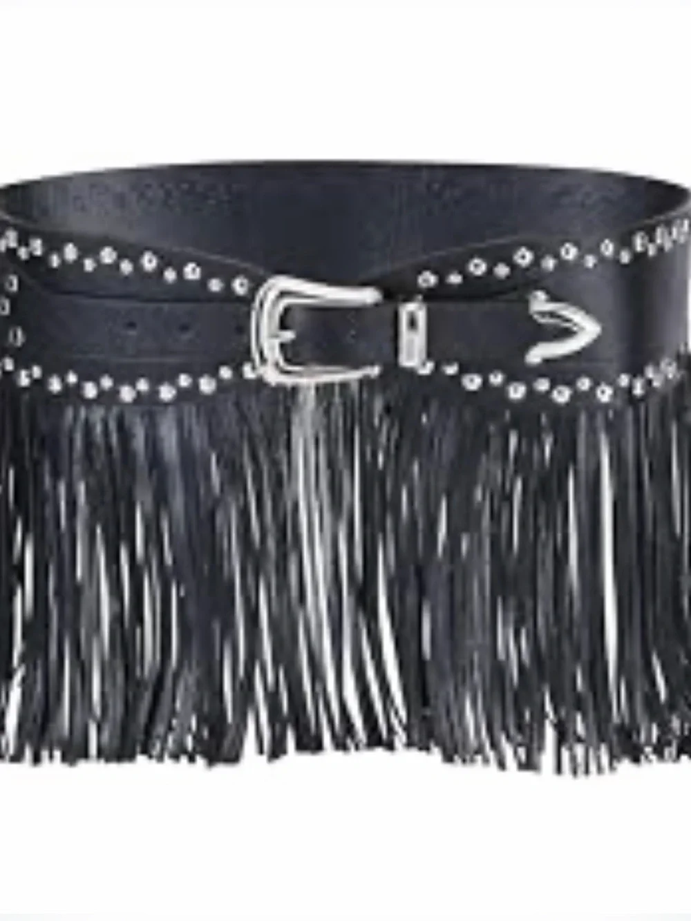 House of Harlow 1960 Black Fringe Belt Studded Boho Western Hippie Chic sz Small